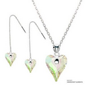 Crystal Luminous Green F Wild Heart Set Made with Swarovski Elements